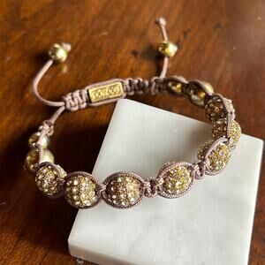 Nogucci adjustable bracelet #95 light brown rhinestone gold tone